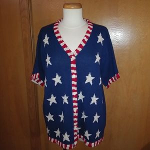 The Quacker Factory Star Spangle Banner Sweater L